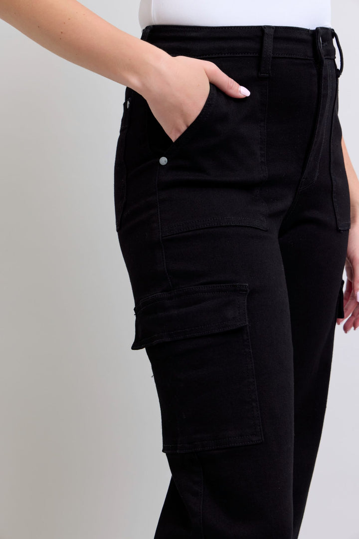 Judy Blue Black HW Cargo Wide Trouser Jean