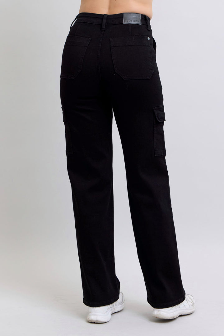 Judy Blue Black HW Cargo Wide Trouser Jean