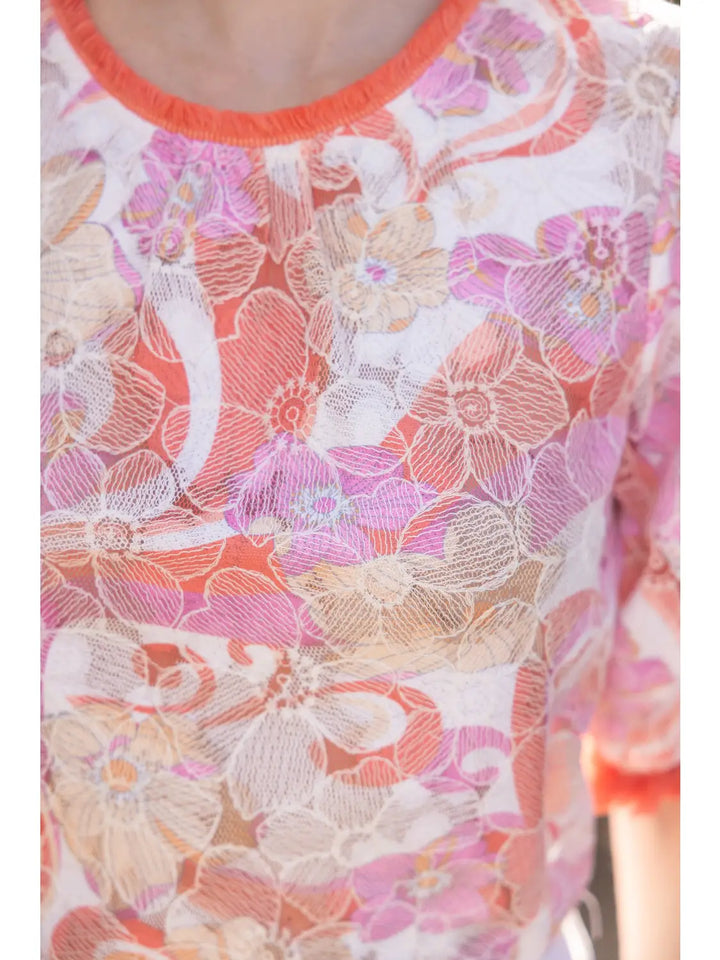 Voy Apricot Lace Fringe Top