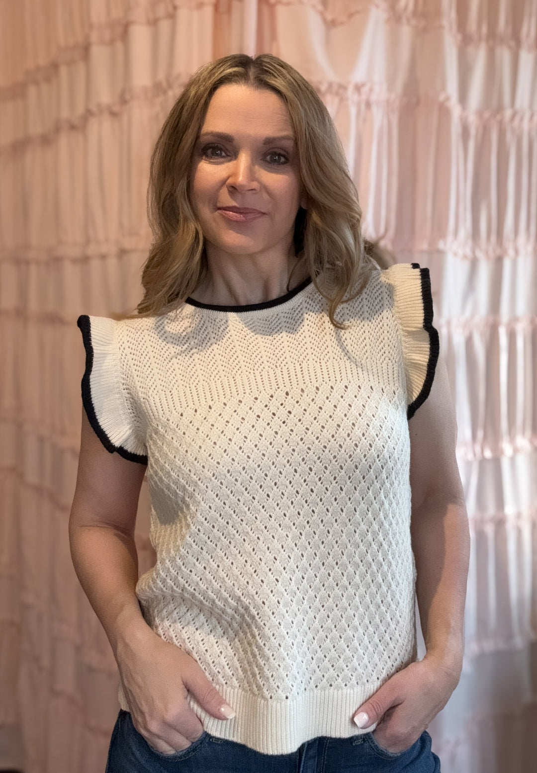 Crochet Sweater Ruffled Sleeve