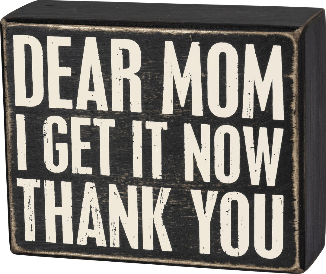 Box Sign-Dear Mom, 5x4 inches, Black