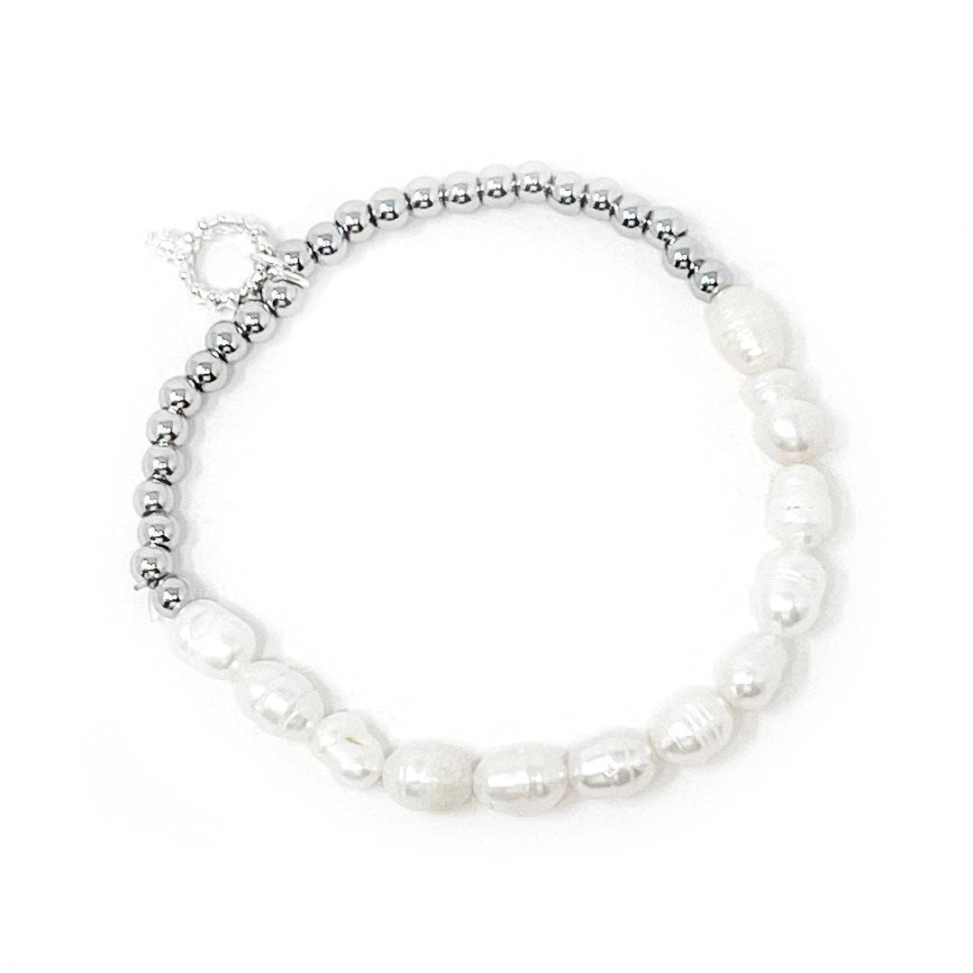 Water Resistant Pearl Row Silver Hematite