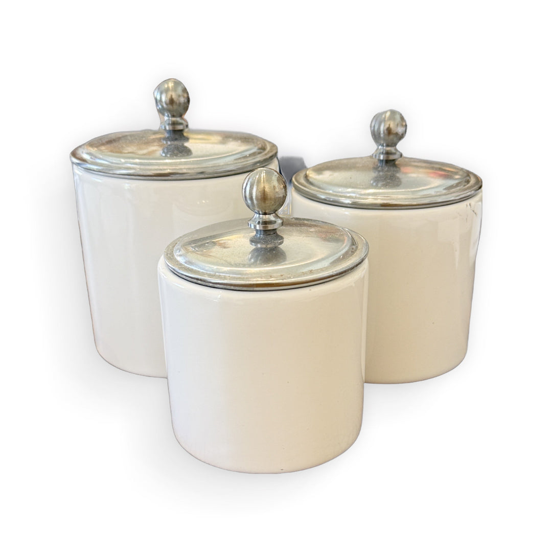 Mini jar set white w silver lid (3)
