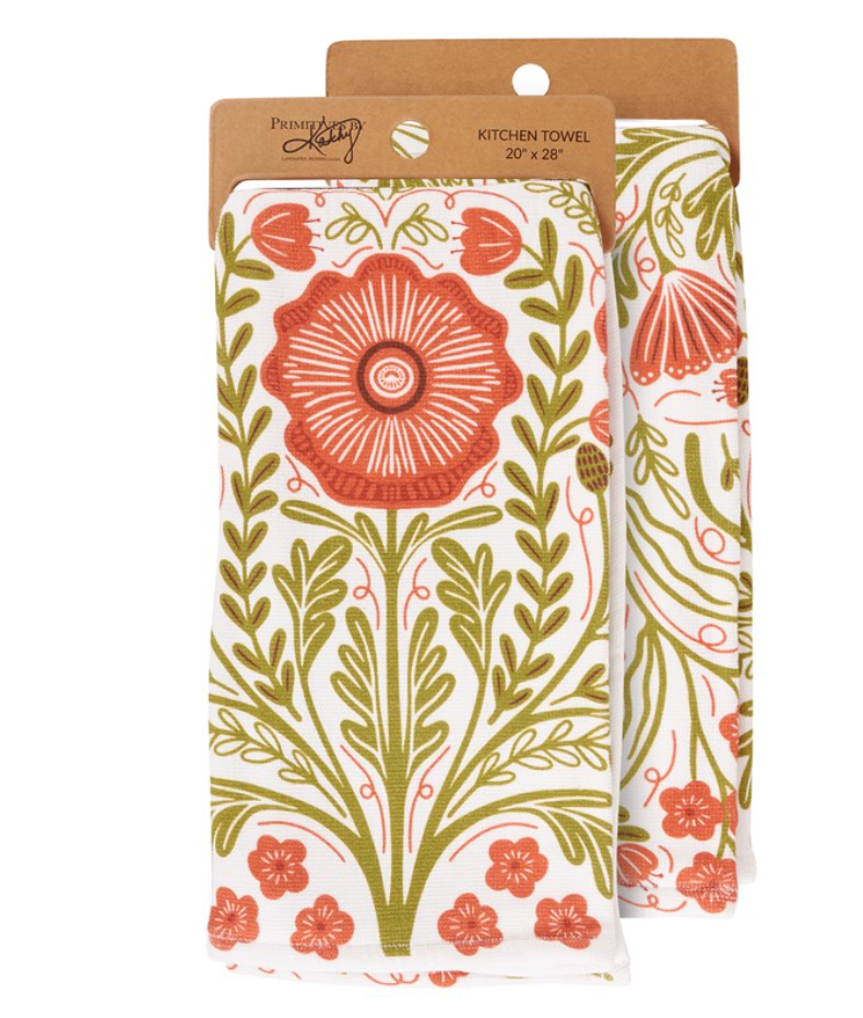 Poppies Folk Art Kitchen Towel