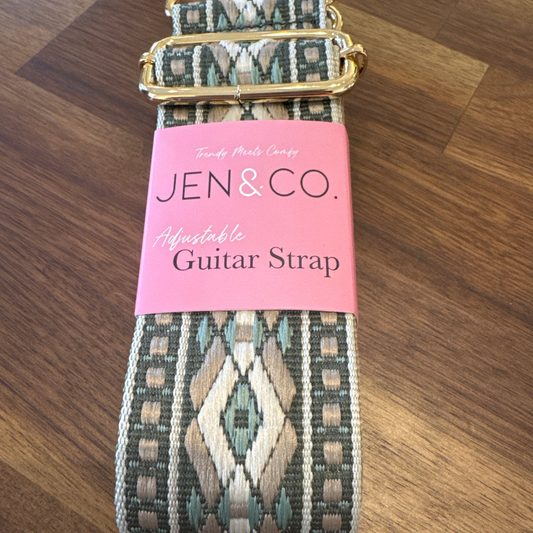 Guitar strap tan/green