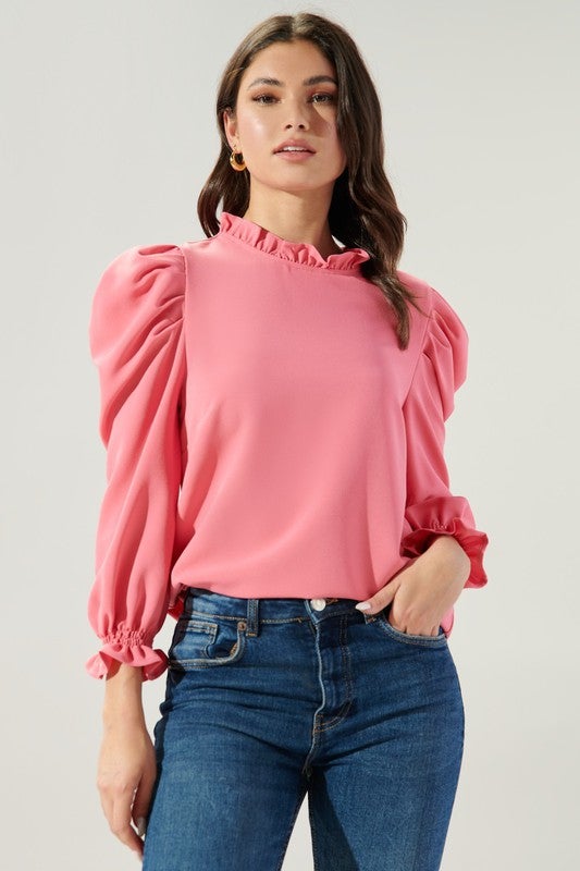 Pink puff sleeve top