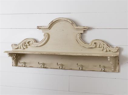 Crown molding shelf with hooks