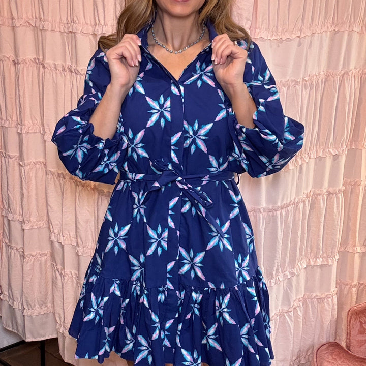 Aryeh Blue Balloon Sleeve Dress