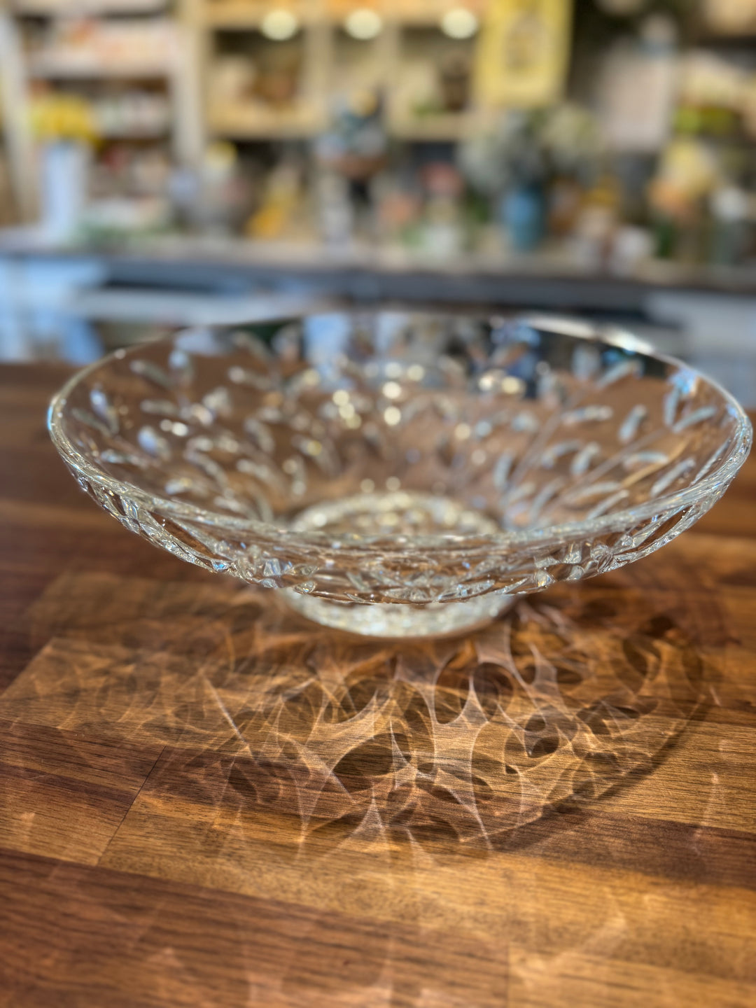 Glass Pedestal Bowl Floral inset