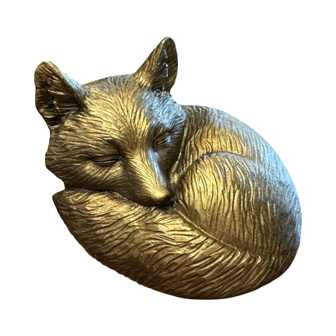 Gold Sleeping Fox Figurine