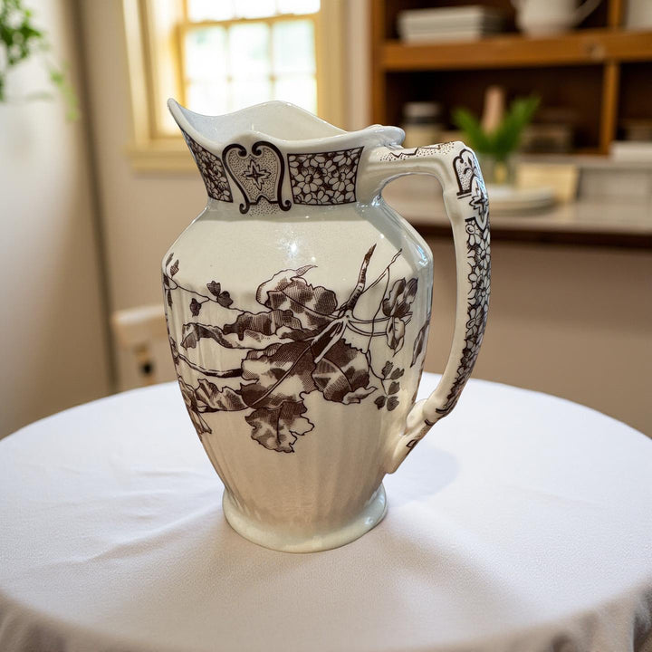 Vintage White & Brown Pitcher