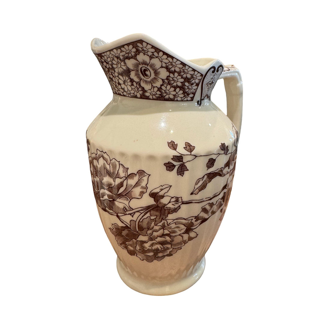 Vintage White & Brown Pitcher