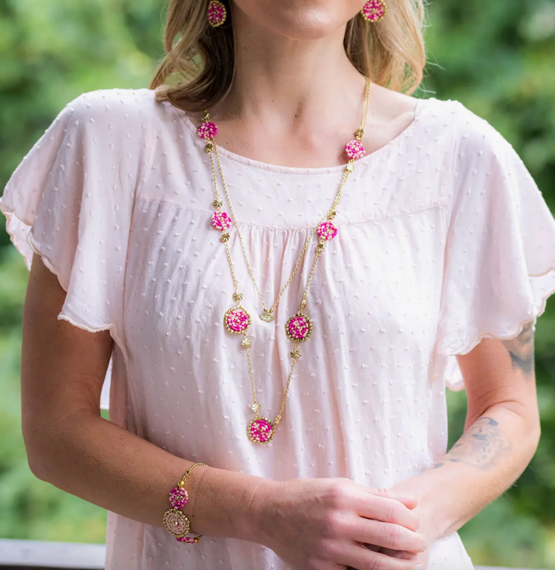 Anju disc necklace cerise