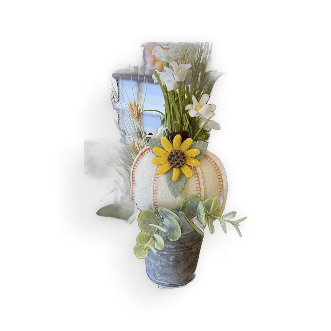 Sm Pumpkin pail arrangement