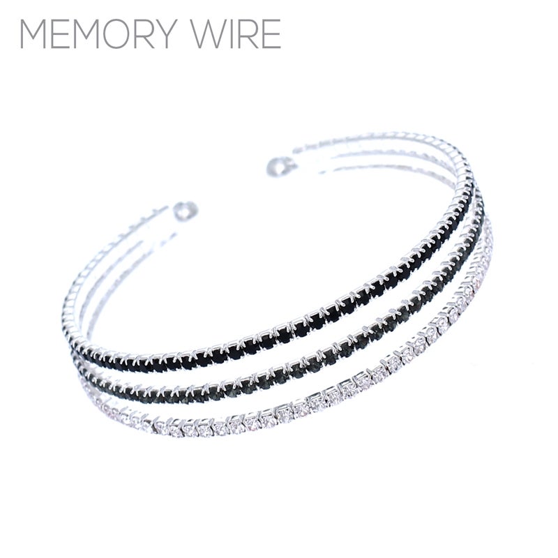 Sparkle 3 line black/silver rhinestone bracelet