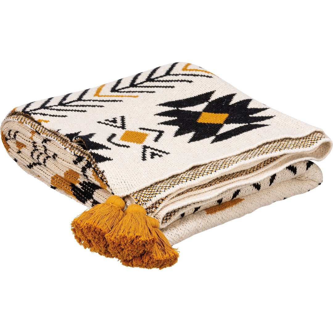 Throw-saffron black Aztec