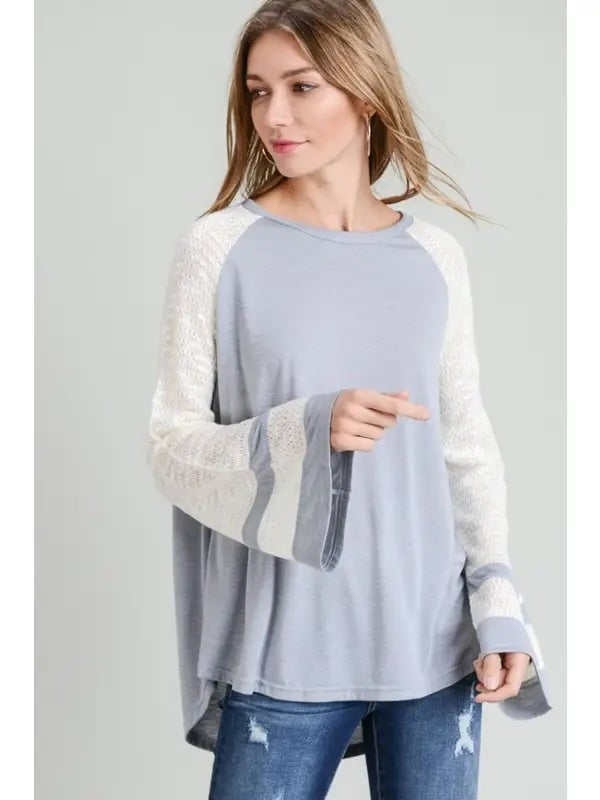 Misty blue knit top