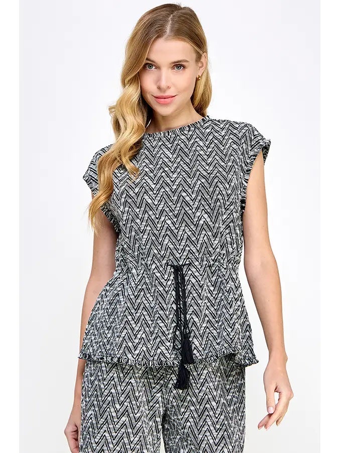 Black & White Textured Top