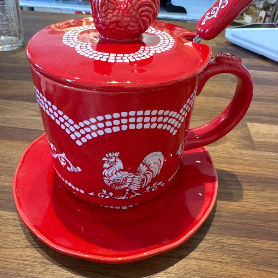 Rooster soup bowl/spoon set