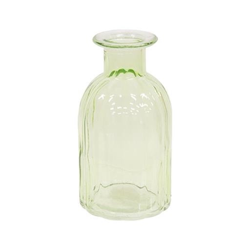 Beveled green bottle vase