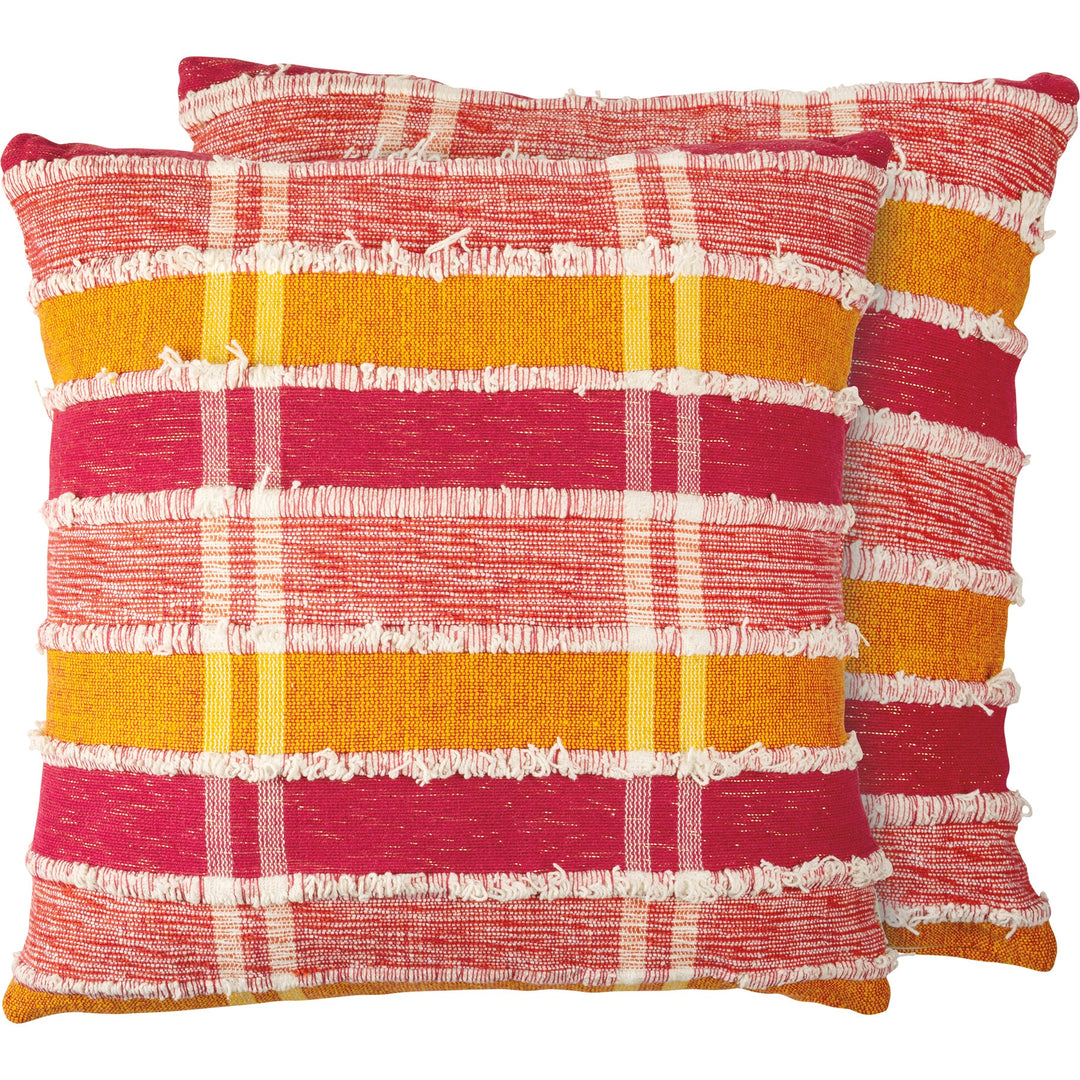 Pillow orange plaid