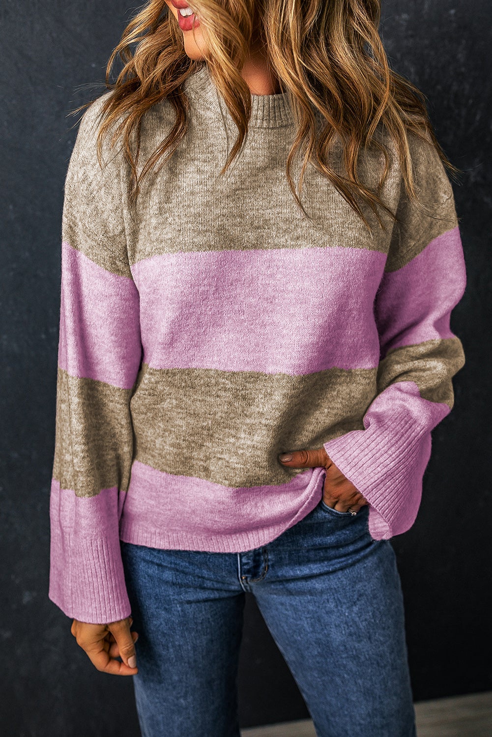 Rose/tan stripe sweater