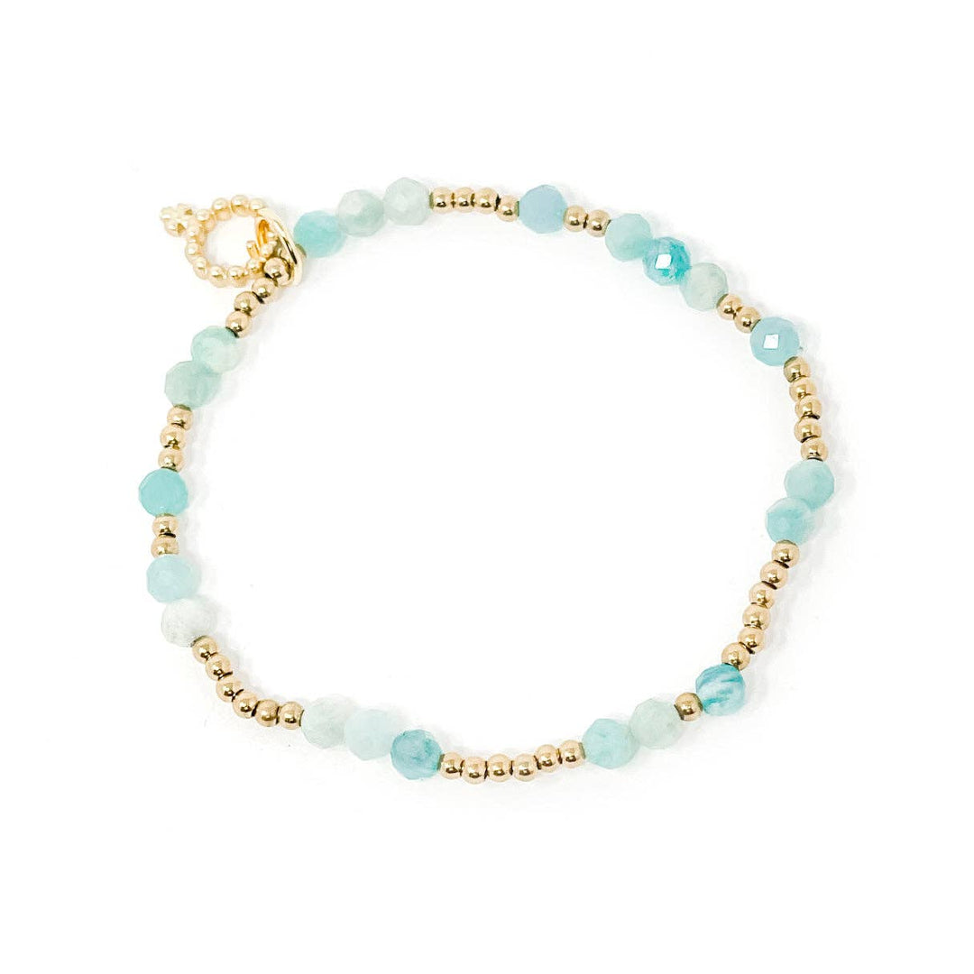 4mm Mixed and Faceted Amazonite with Gold Hematite