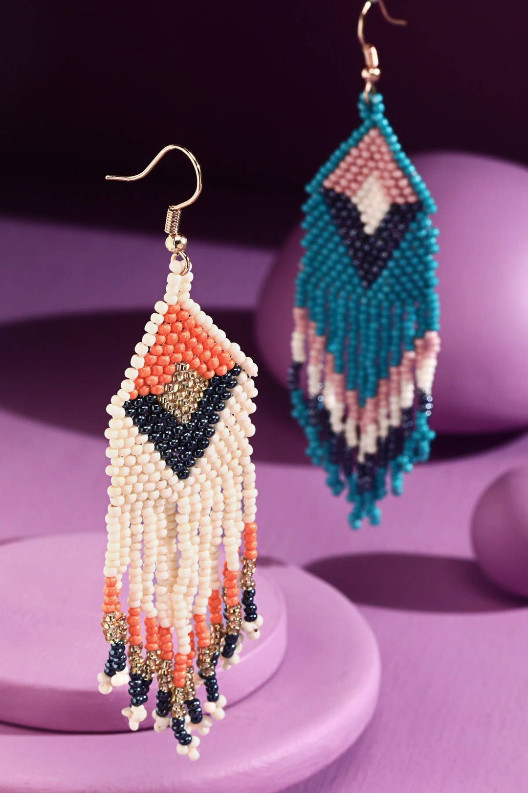 Seed bead Chevron Wide Fringe Dope Earring