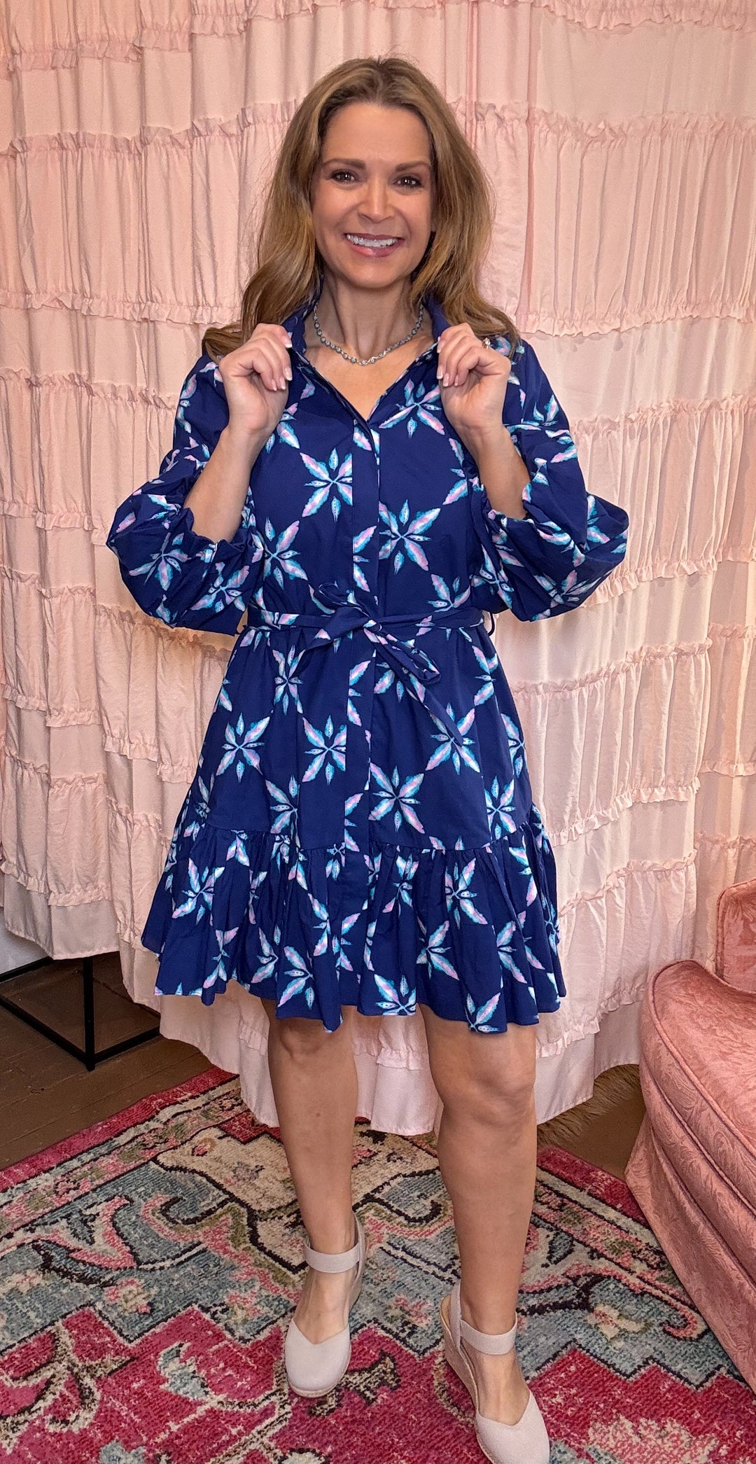 Aryeh Blue Balloon Sleeve Dress