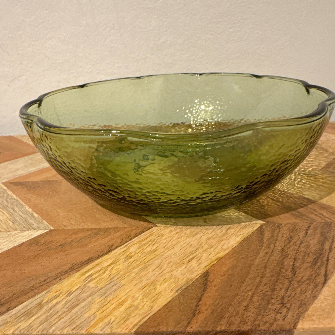 Green glass bowl