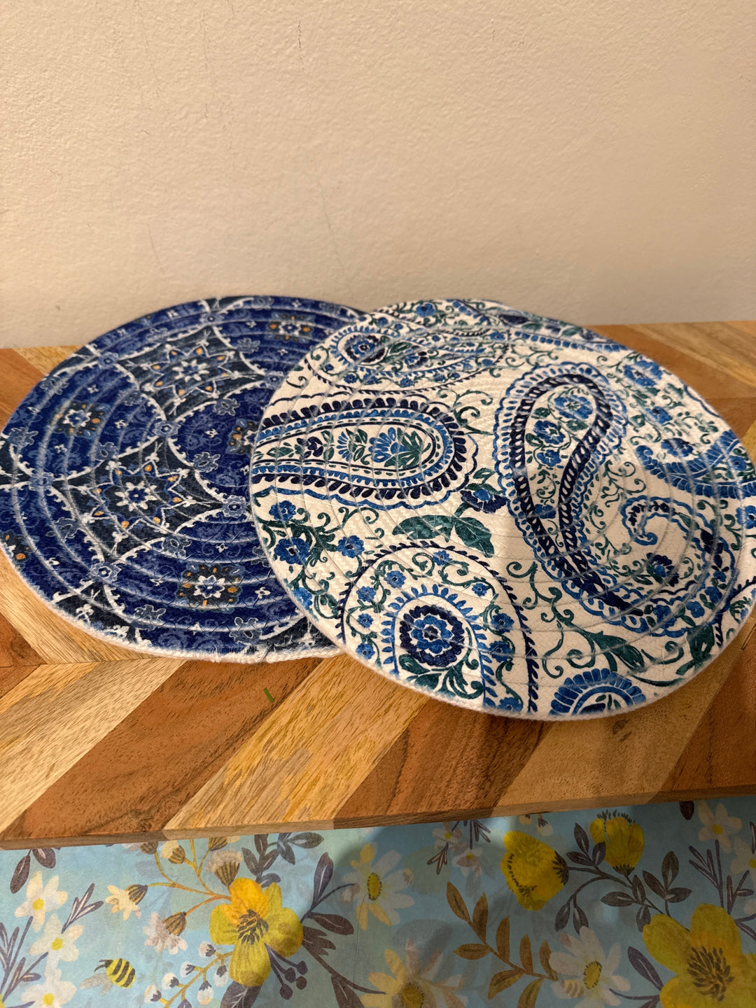 Blue woven trivet