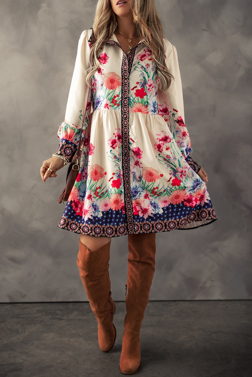 Apricot Floral Dress