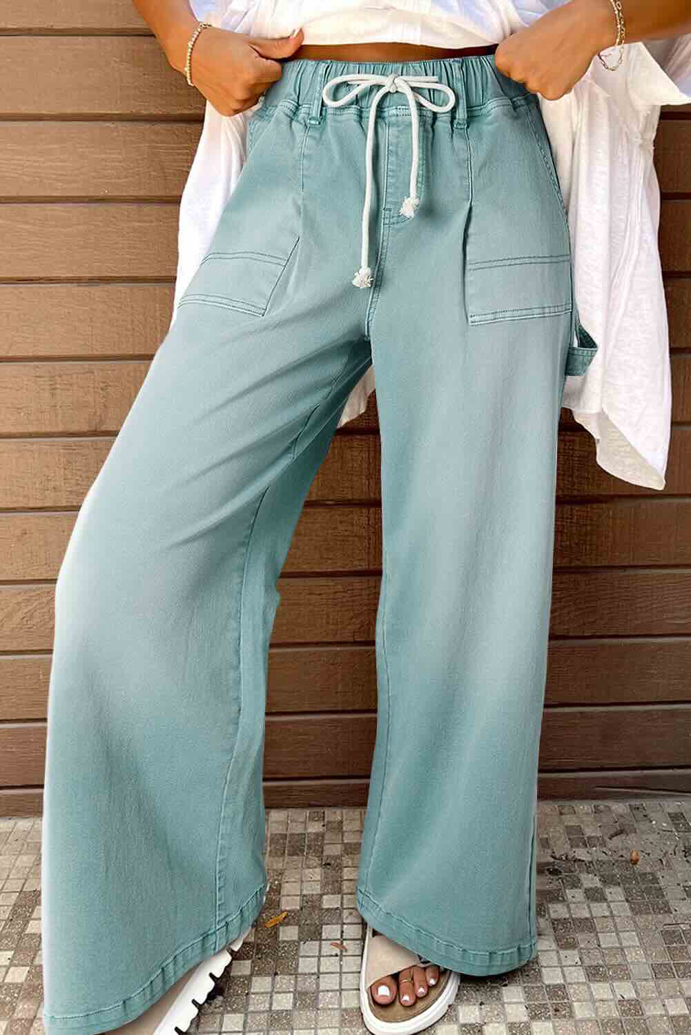 Smoke Green Wide Leg Jeans