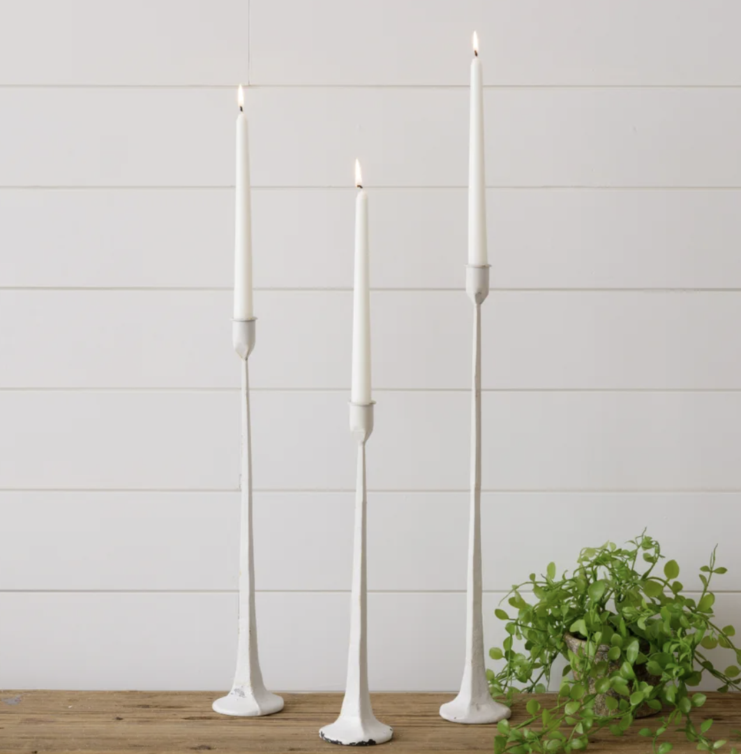 Iron candle holder white