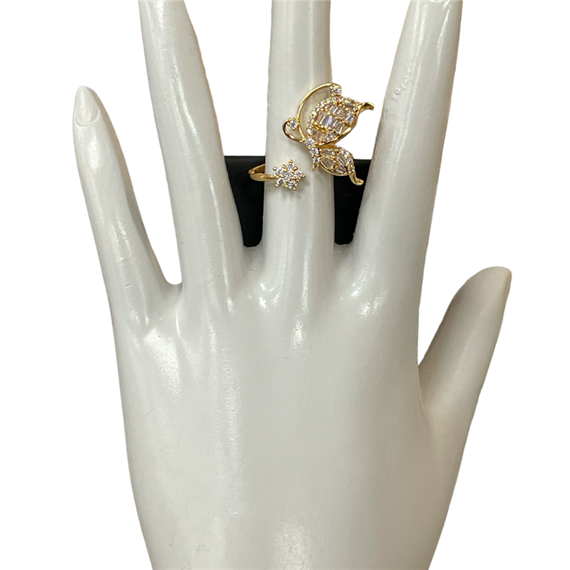 Ring butterfly rhinestone gold