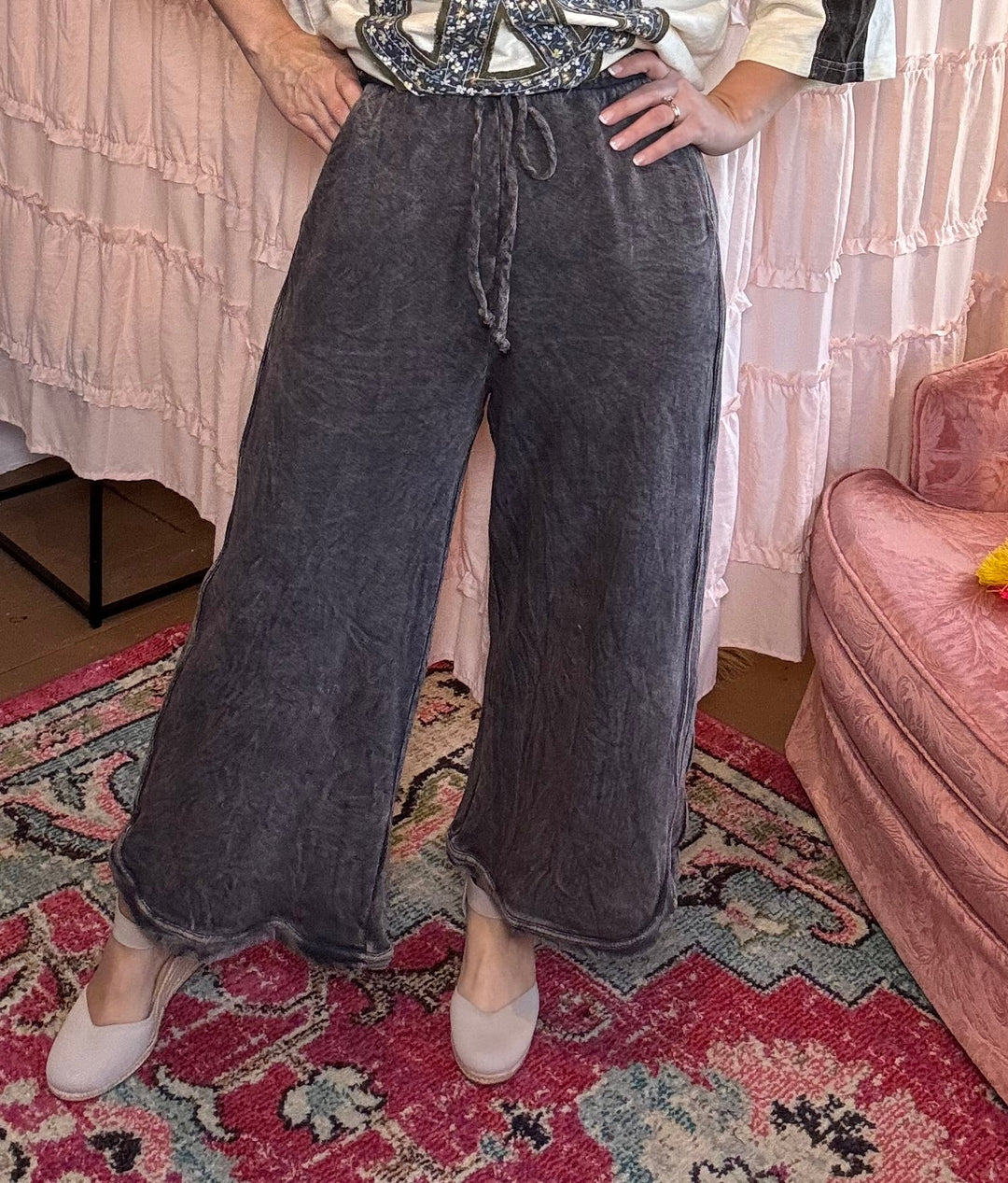 So Comfy Wide Leg Pant Petite Length - New Charcoal