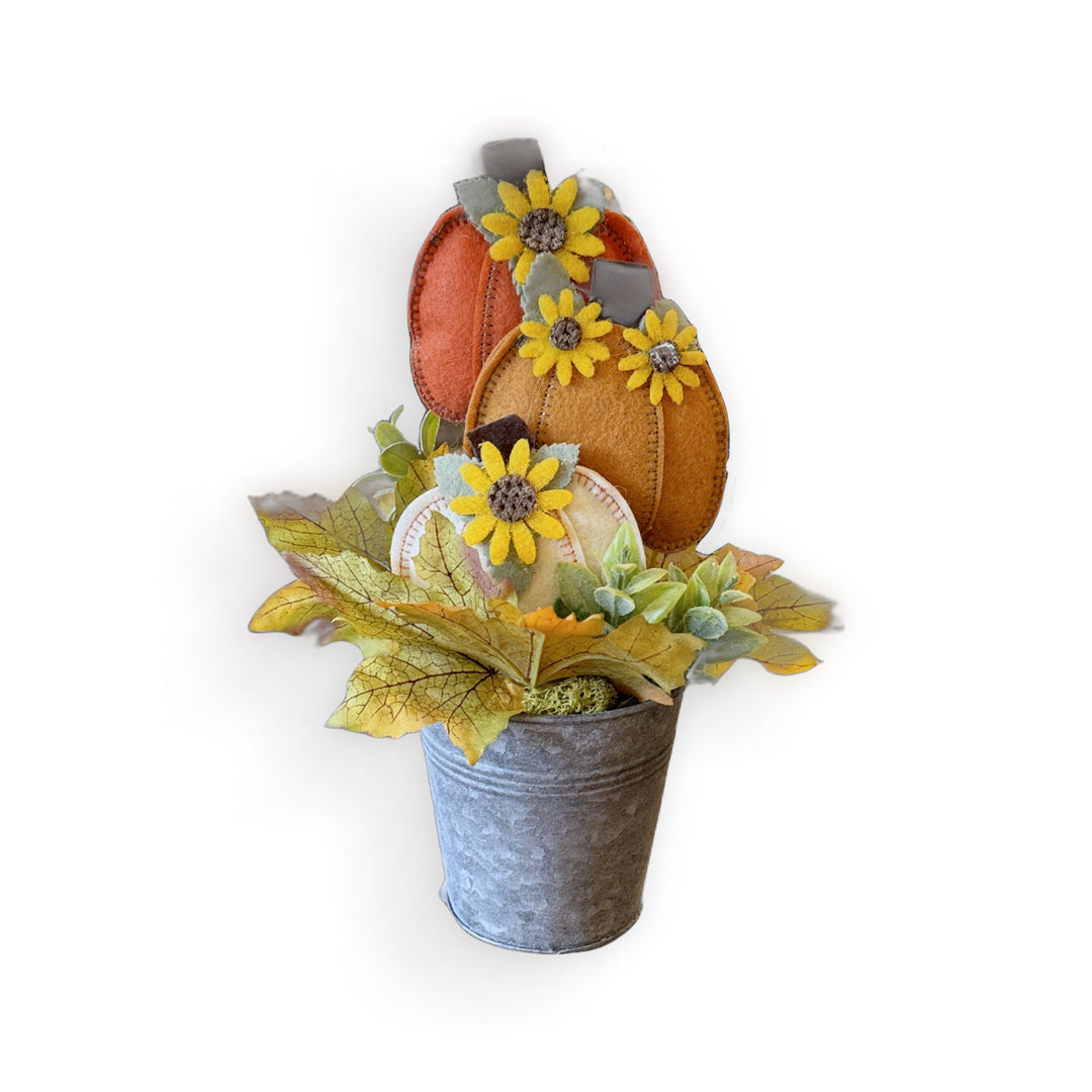 Lg pumpkin pail arrangement