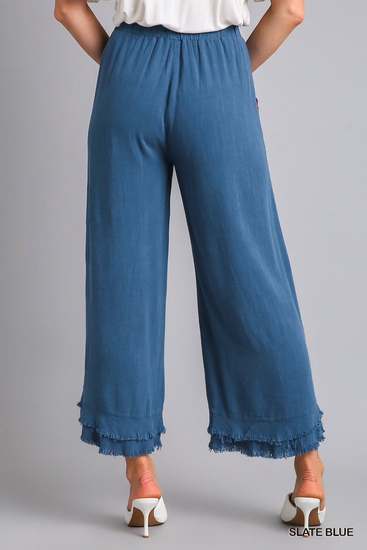 Embroidered Slate Blue Pants