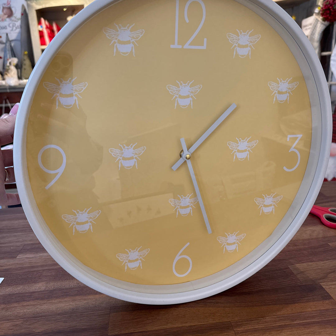 Bee wall clock yellow