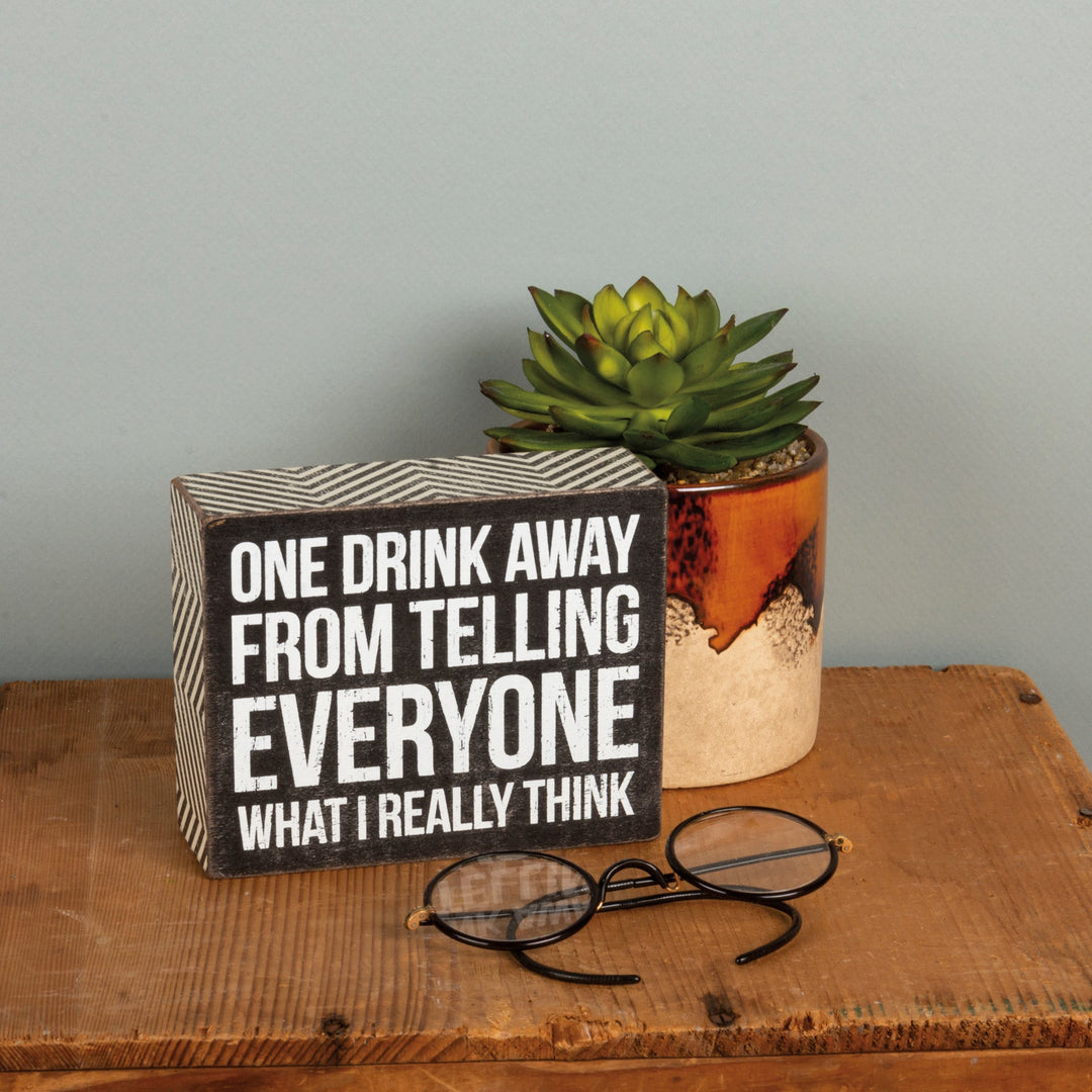 Box sign- one drink