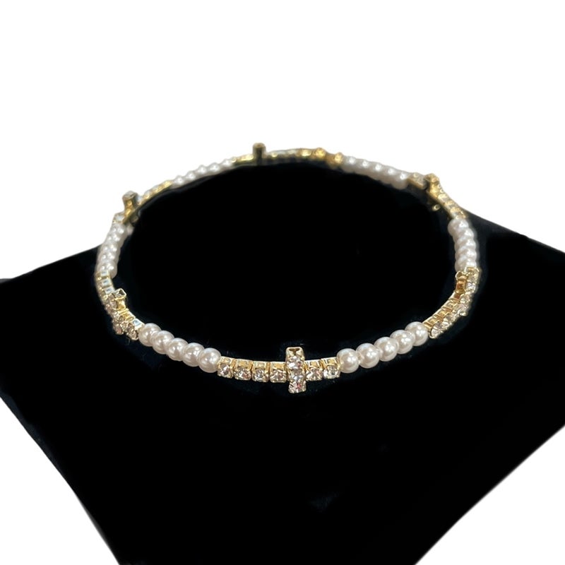 Sparkle cross/bead bracelet