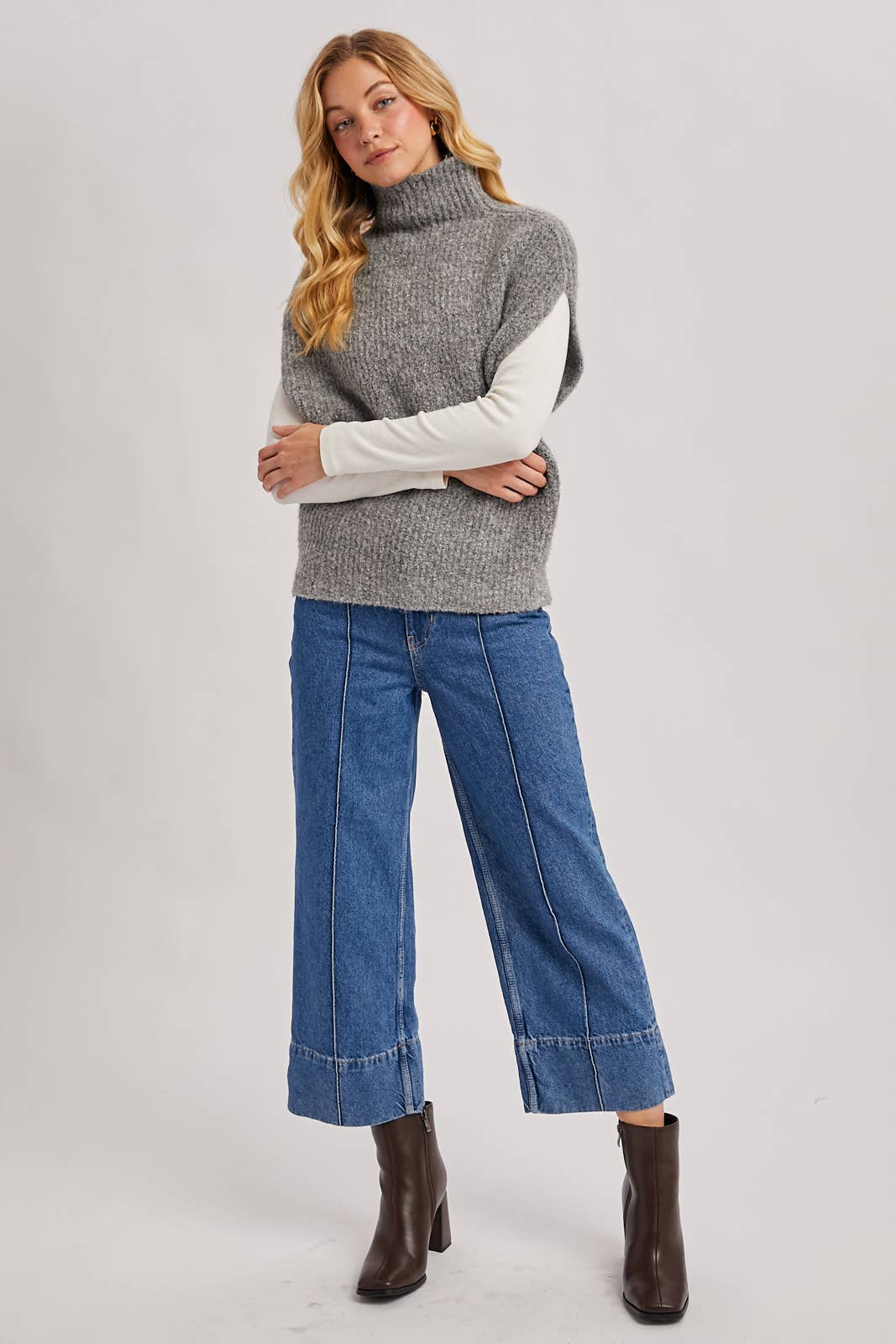 Grey Turtleneck Sweater Vest