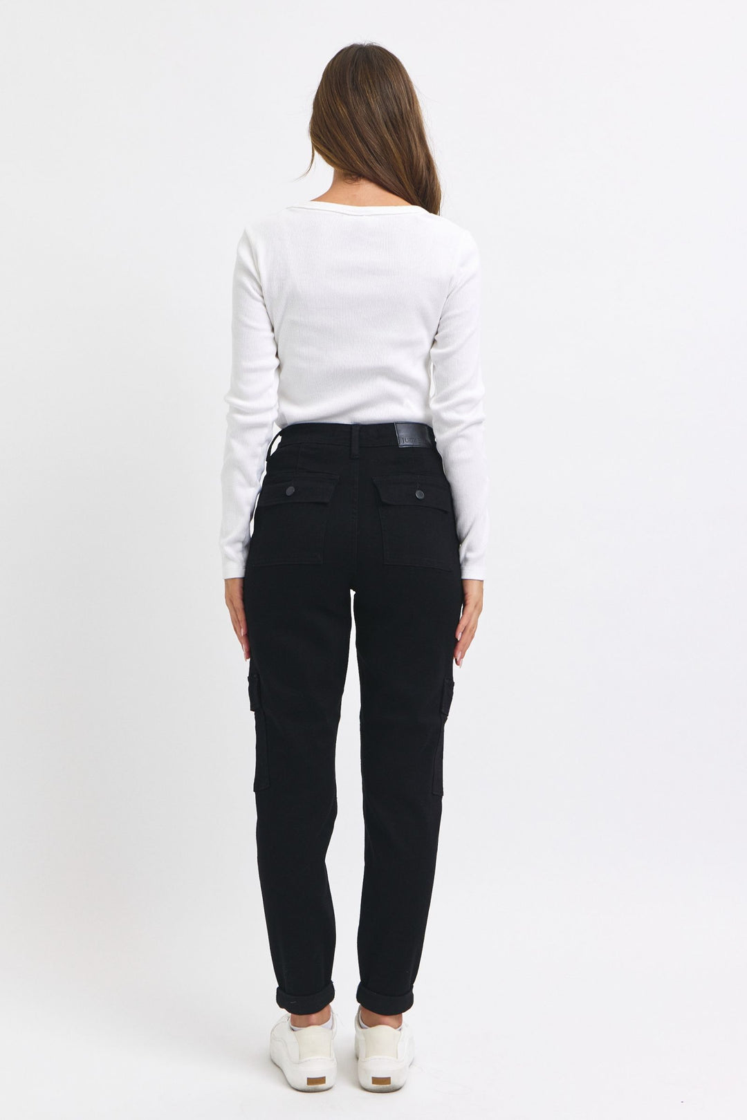 Judy Blue Black HW Cargo Cuffed Jogger