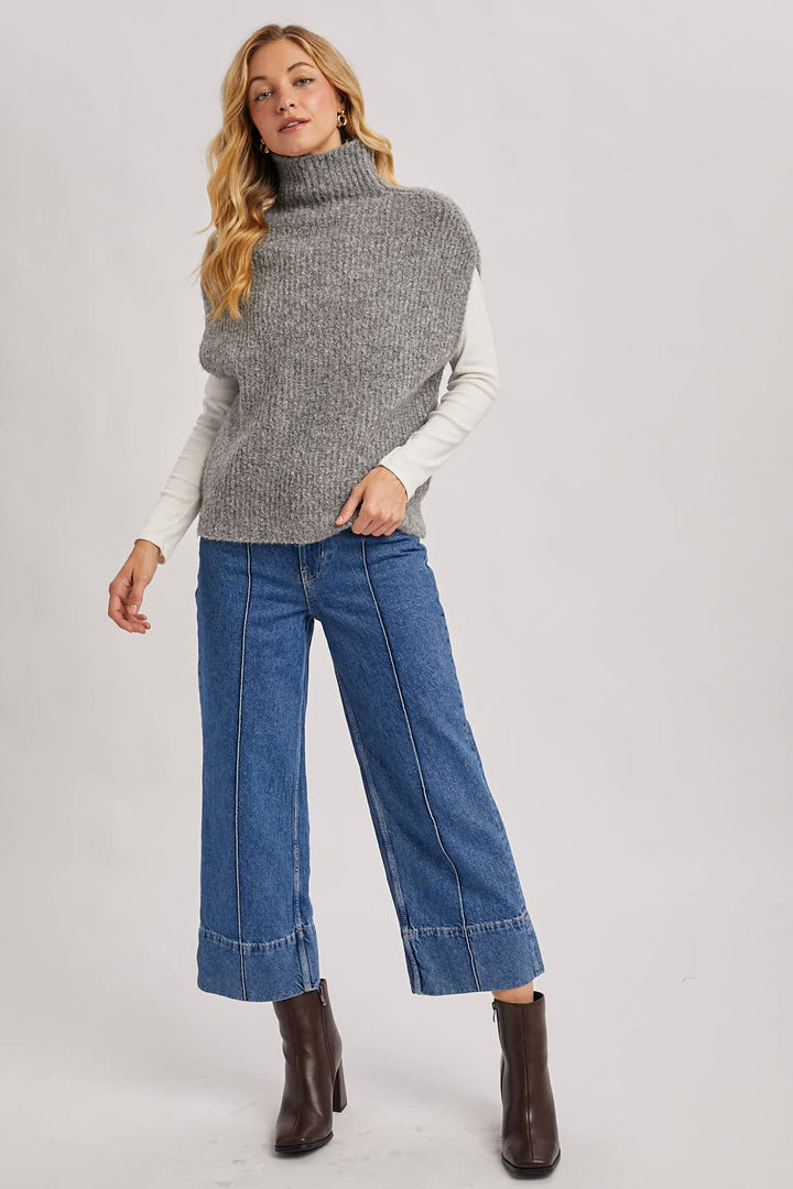 Grey Turtleneck Sweater Vest