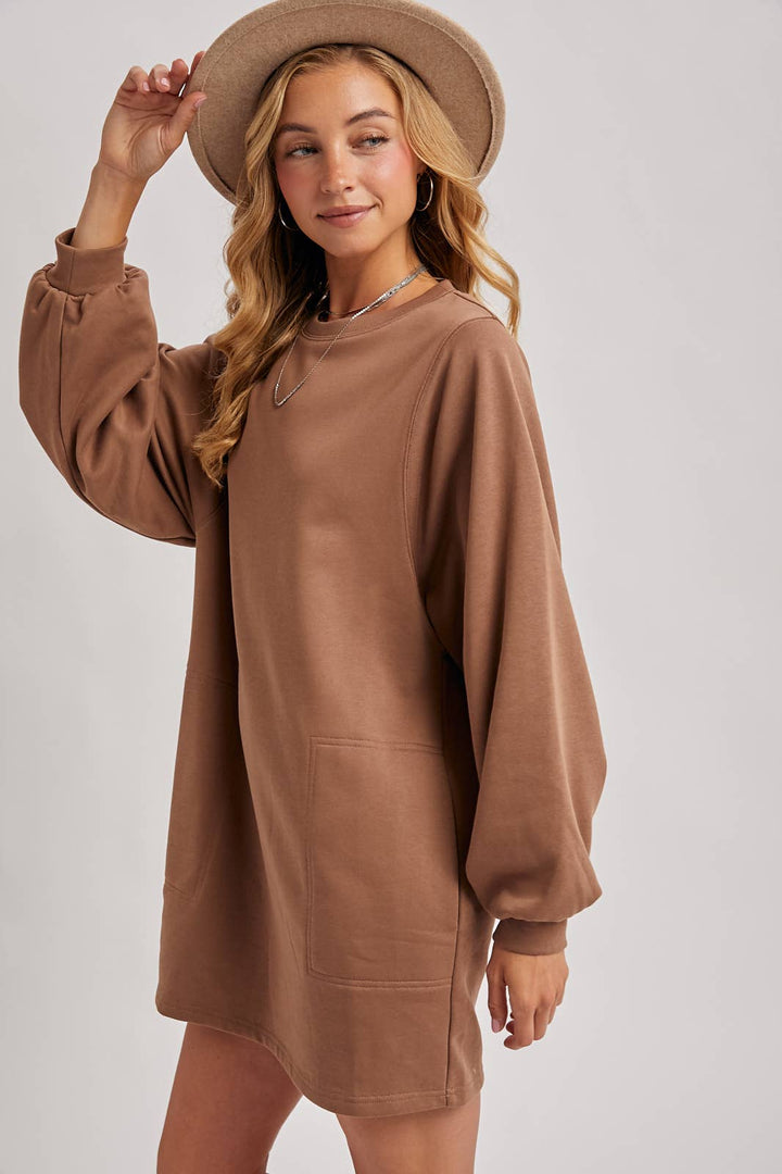Crew neck sweatshirt oversized with pockets