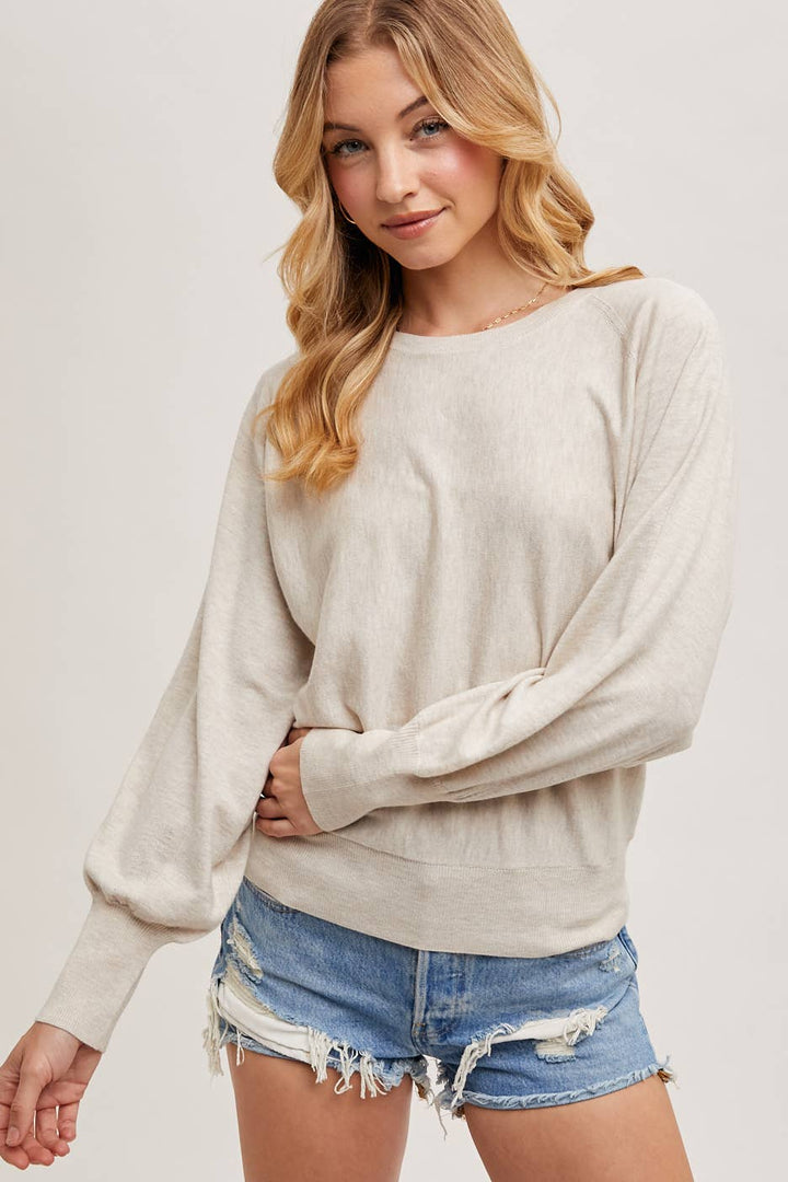 Oatmeal Lightweight Knit Sweater Pullover