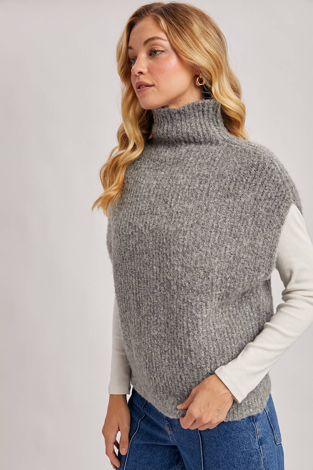 Grey Turtleneck Sweater Vest