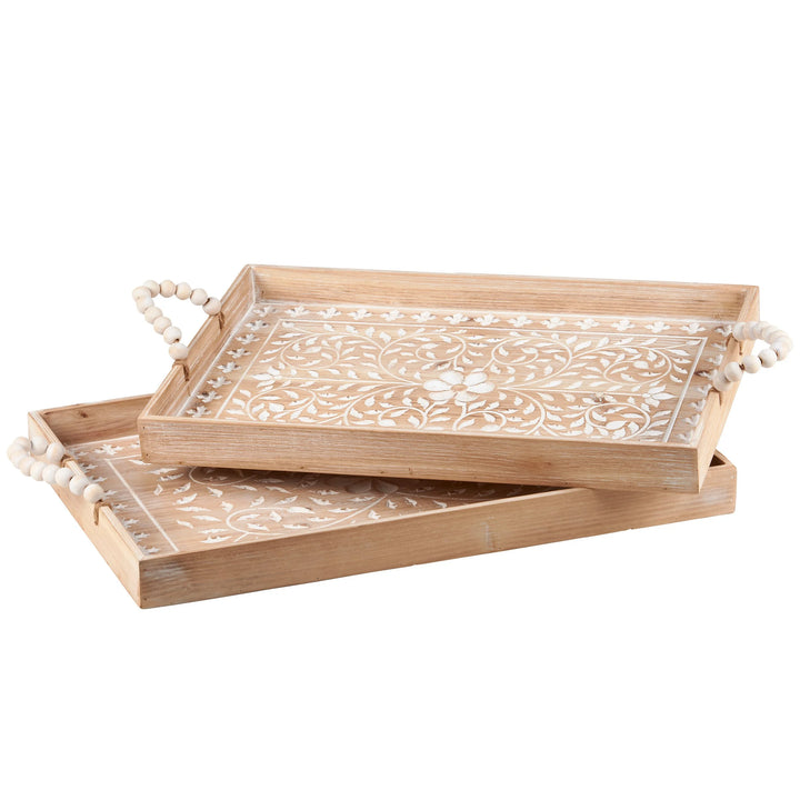 Wood floral Tray