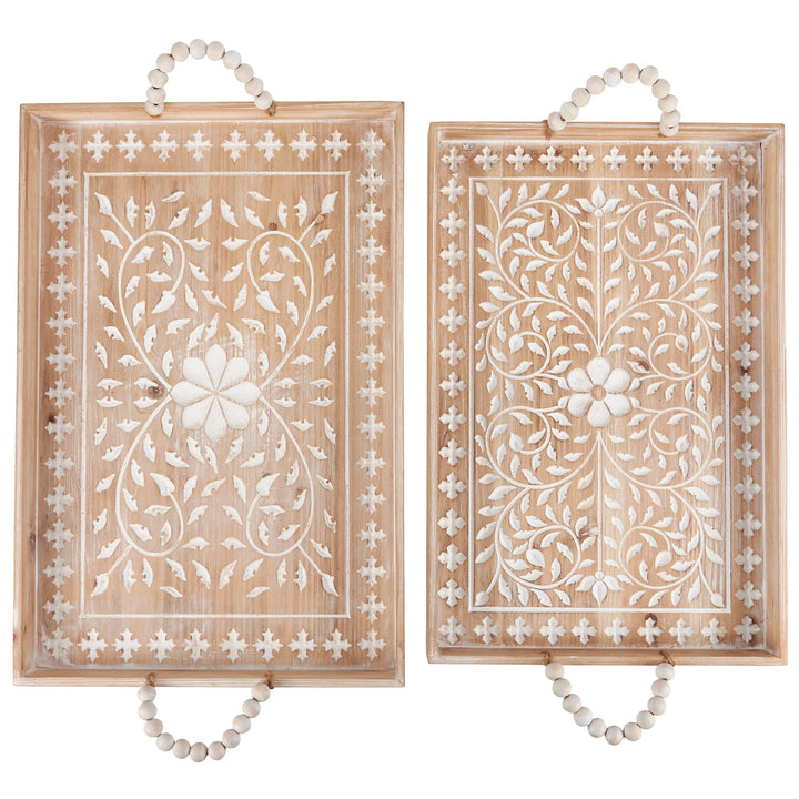 Wood floral Tray