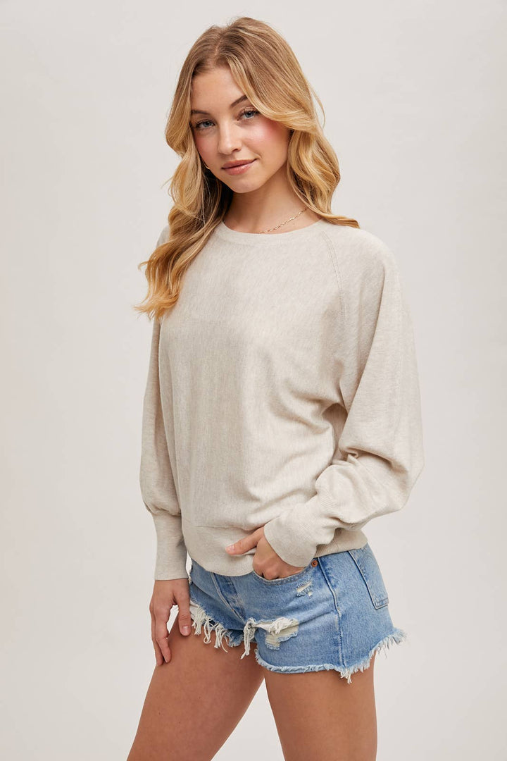 Oatmeal Lightweight Knit Sweater Pullover